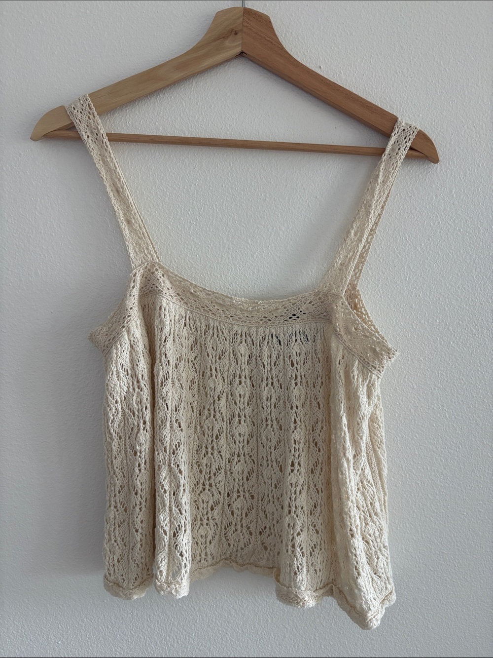 Zara Cream Crochet Knit Crop Tank